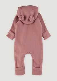 Overall fleece cu glugă, mănuși și botoși din lână merinos - Teddy Bear Burlwood Mikk-line HipHip.ro