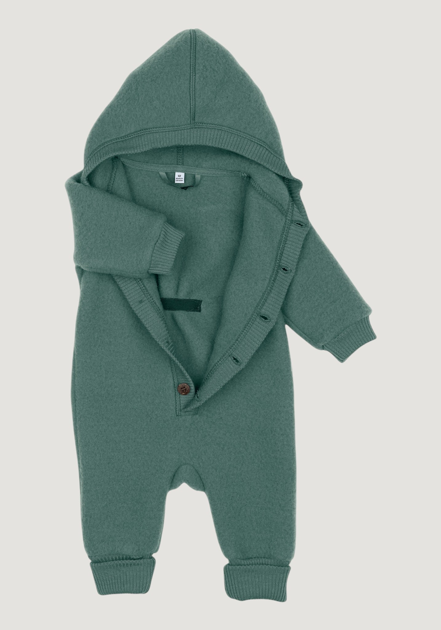 Salopetă fleece din lână merinos - Balsam Green