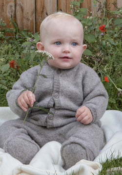 Salopetă fleece din lână merinos - Sesame Melange