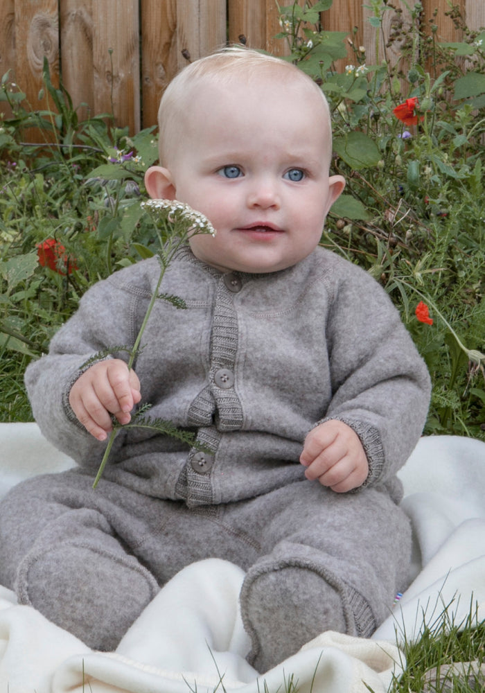 Salopetă fleece din lână merinos - Sesame Melange