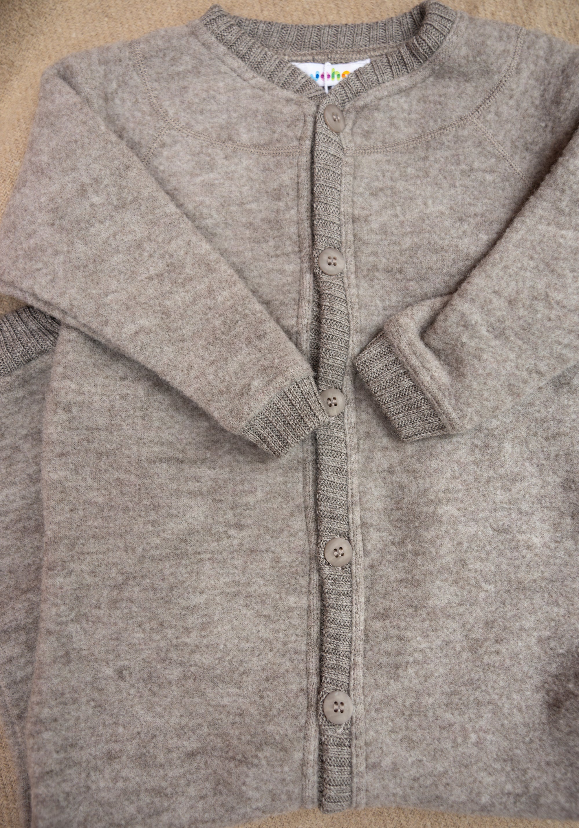 Salopetă fleece din lână merinos - Sesame Melange