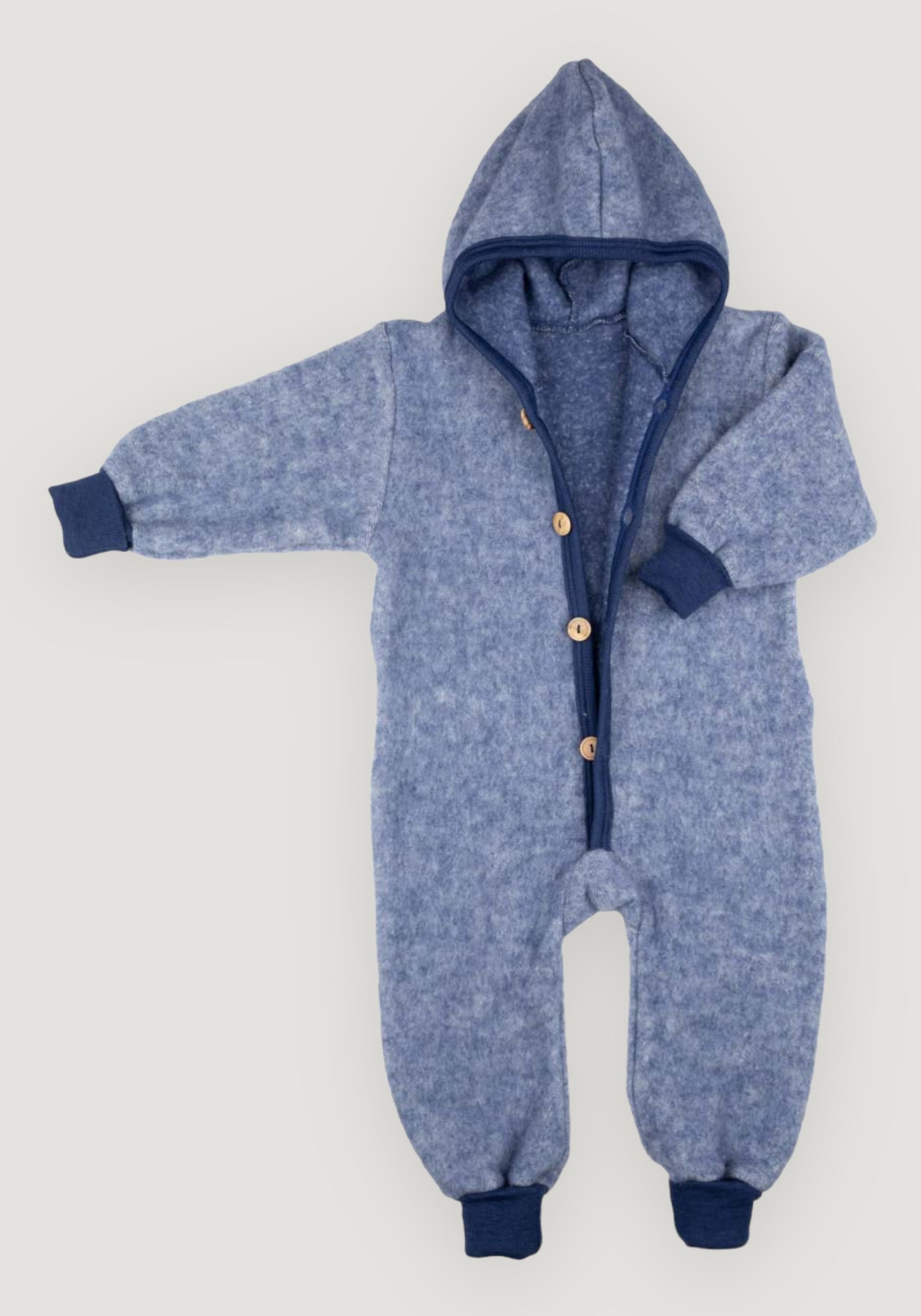 Overall fleece din lână merinos și bumbac - Blue Cosilana HipHip.ro