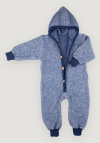 Overall fleece din lână merinos și bumbac - Blue Cosilana HipHip.ro