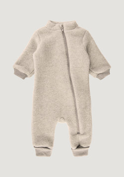 Salopetă fleece din lână merinos - Melange White