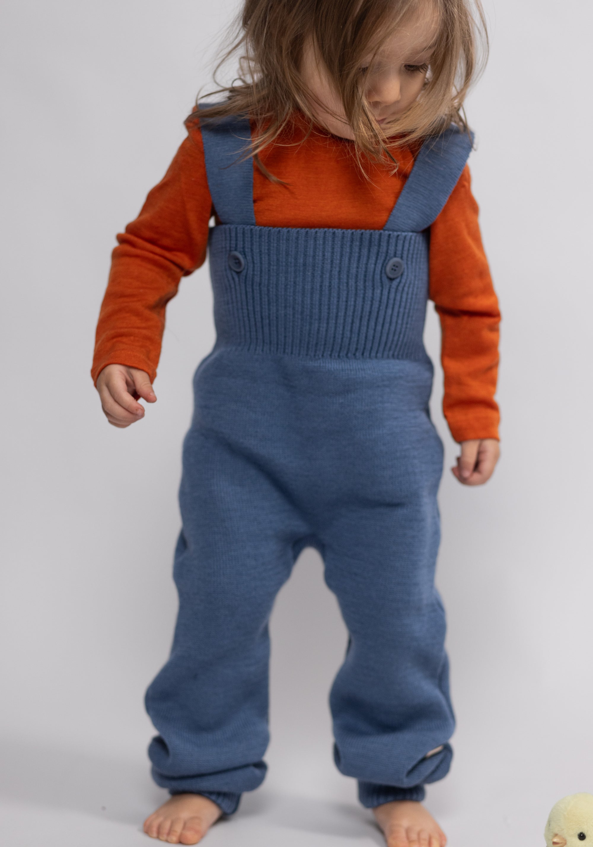 Salopetă din lână merinos - Dove Blue