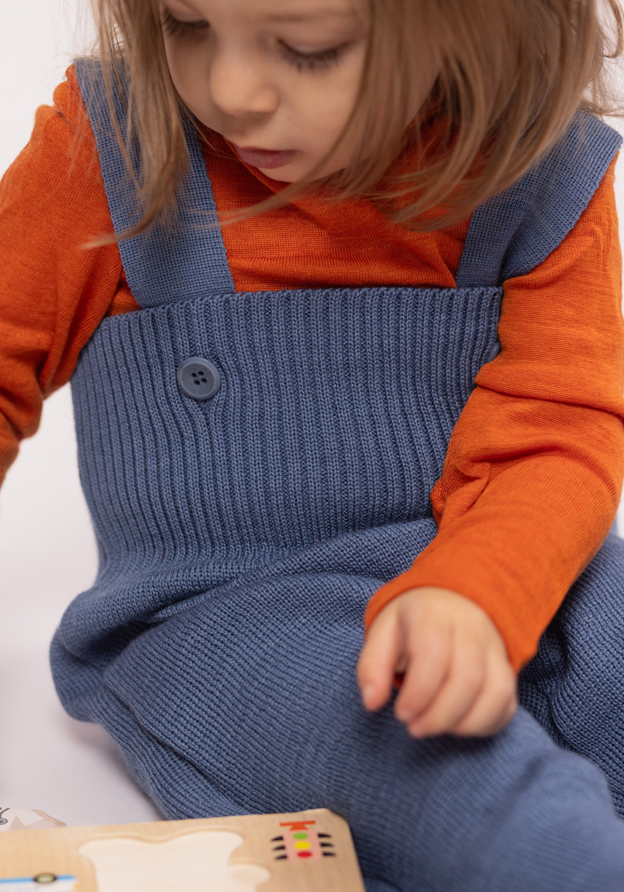 Salopetă din lână merinos - Dove Blue