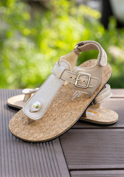 Sandale Barefoot din piele - Abriana Champagne