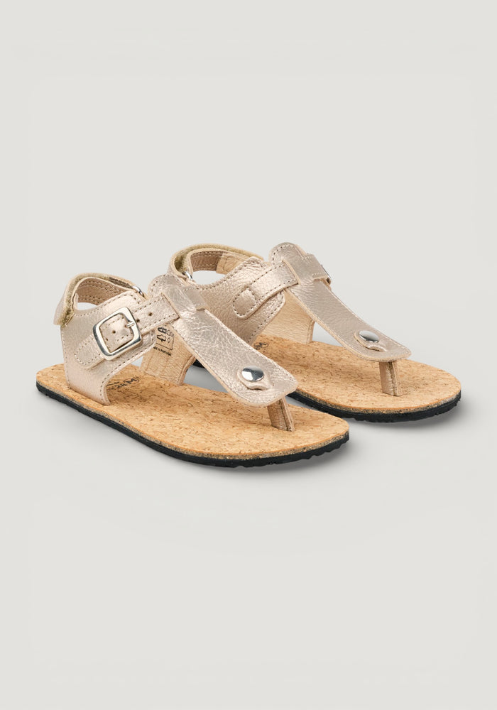 Sandale Barefoot din piele - Abriana Champagne