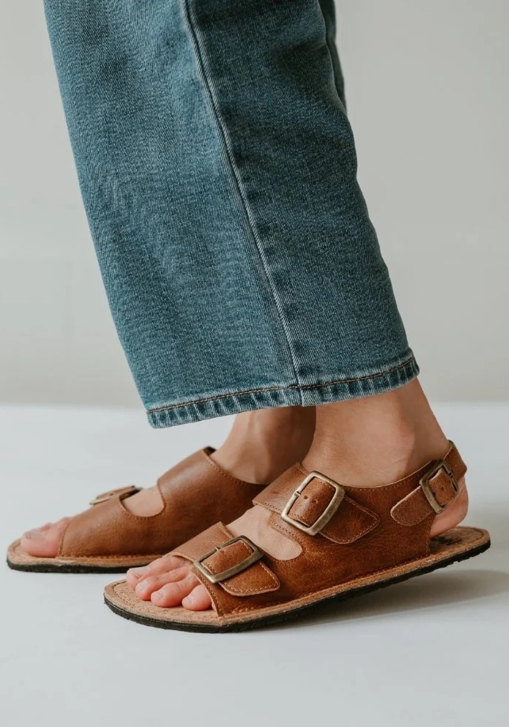 Sandale Barefoot din piele - Ada Cognac