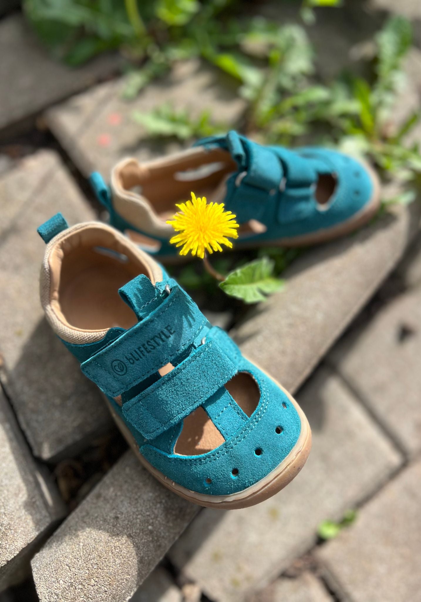 Sandale Barefoot din piele întoarsă - Salamandra Petrol