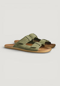 Sandale Barefoot din piele - Sensus Yin Slide Men Dark Olive