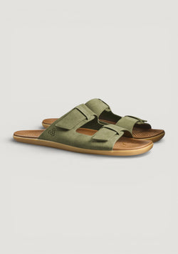Sandale Barefoot din piele - Sensus Yin Slide Men Dark Olive