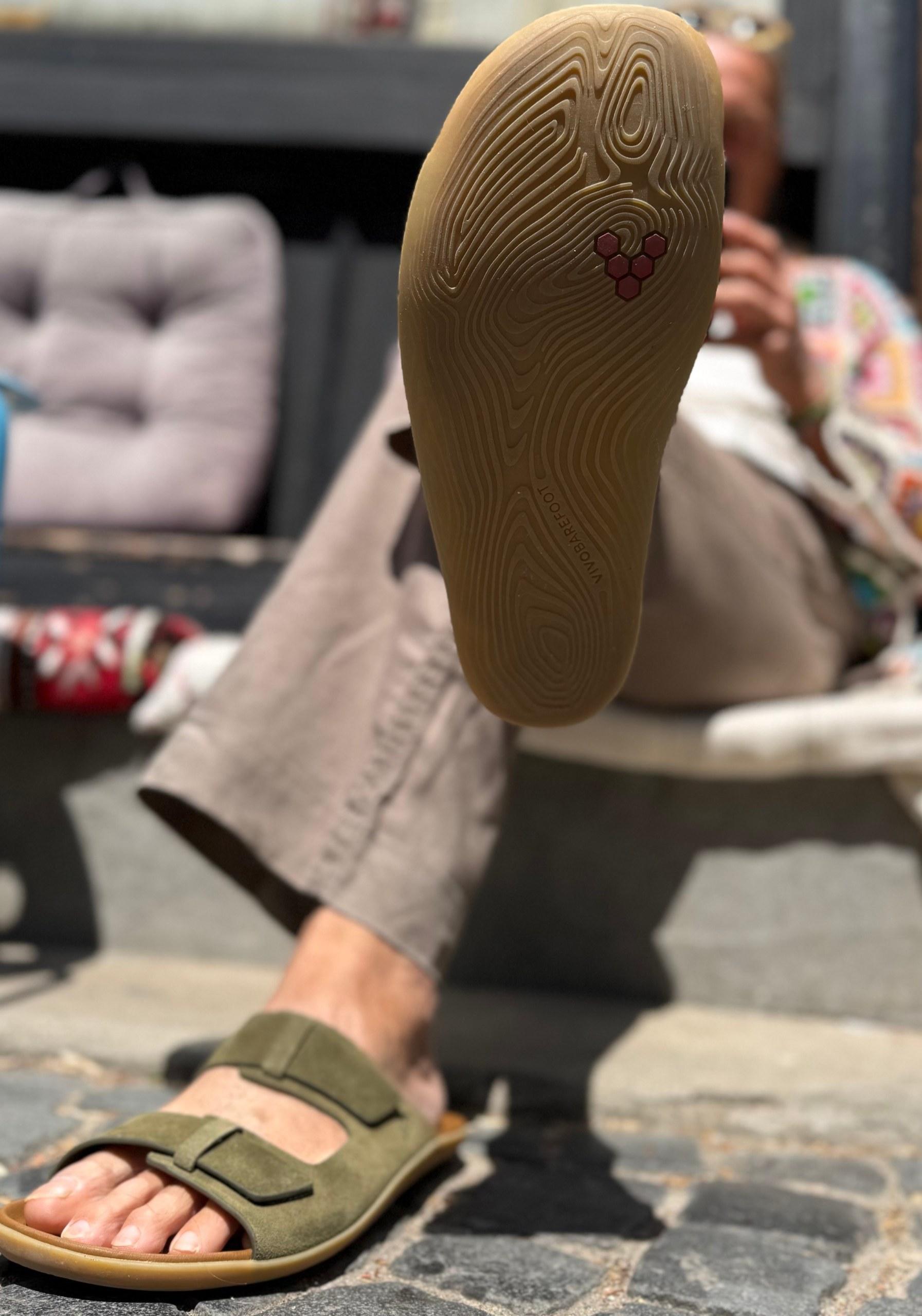 Sandale Barefoot din piele întoarsă - Sensus Yin Slide Men Dark Olive