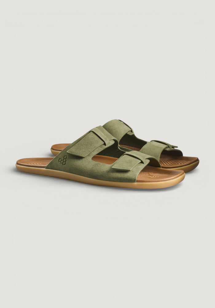 Sandale Barefoot din piele - Sensus Yin Slide Men Dark Olive