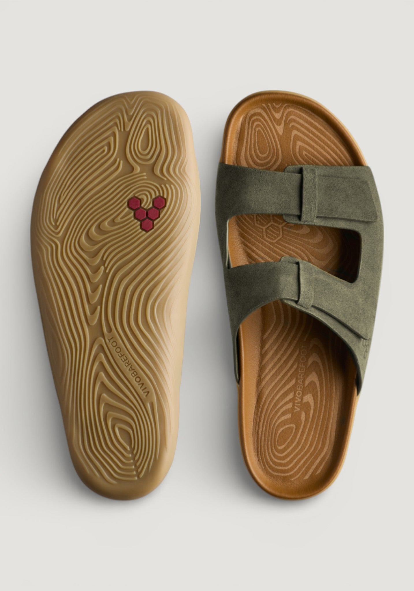 Sandale Barefoot din piele - Sensus Yin Slide Men Dark Olive