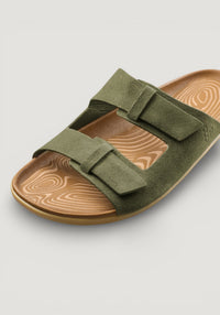 Sandale Barefoot din piele - Sensus Yin Slide Men Dark Olive