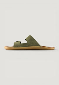Sandale Barefoot din piele - Sensus Yin Slide Men Dark Olive