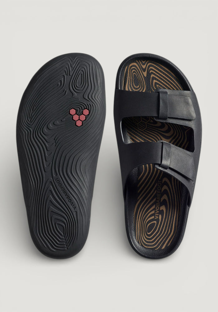 Sandale Barefoot din piele - Sensus Yin Slide Women Obsidian