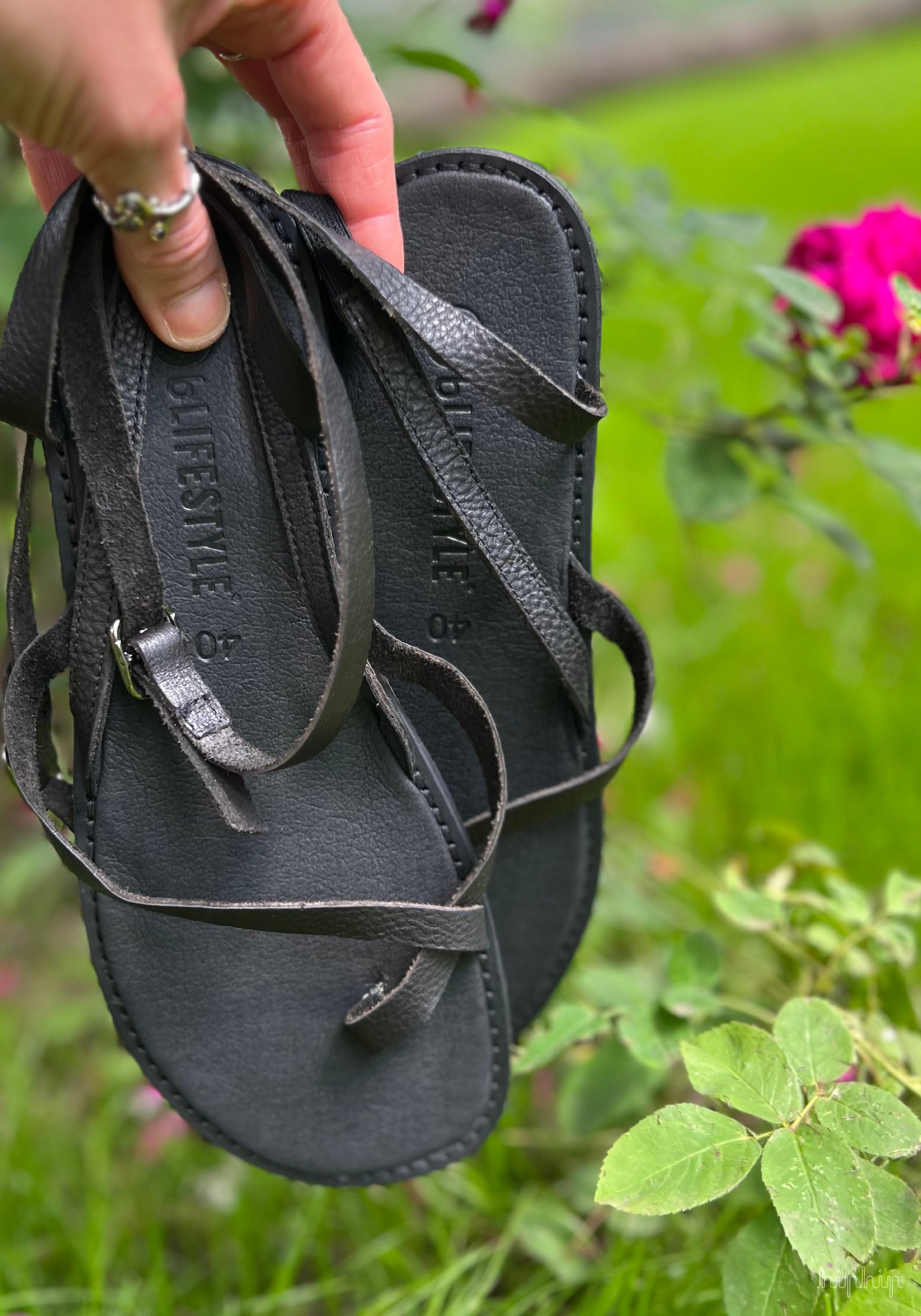 Sandale Barefoot din piele - Sunny Style Black