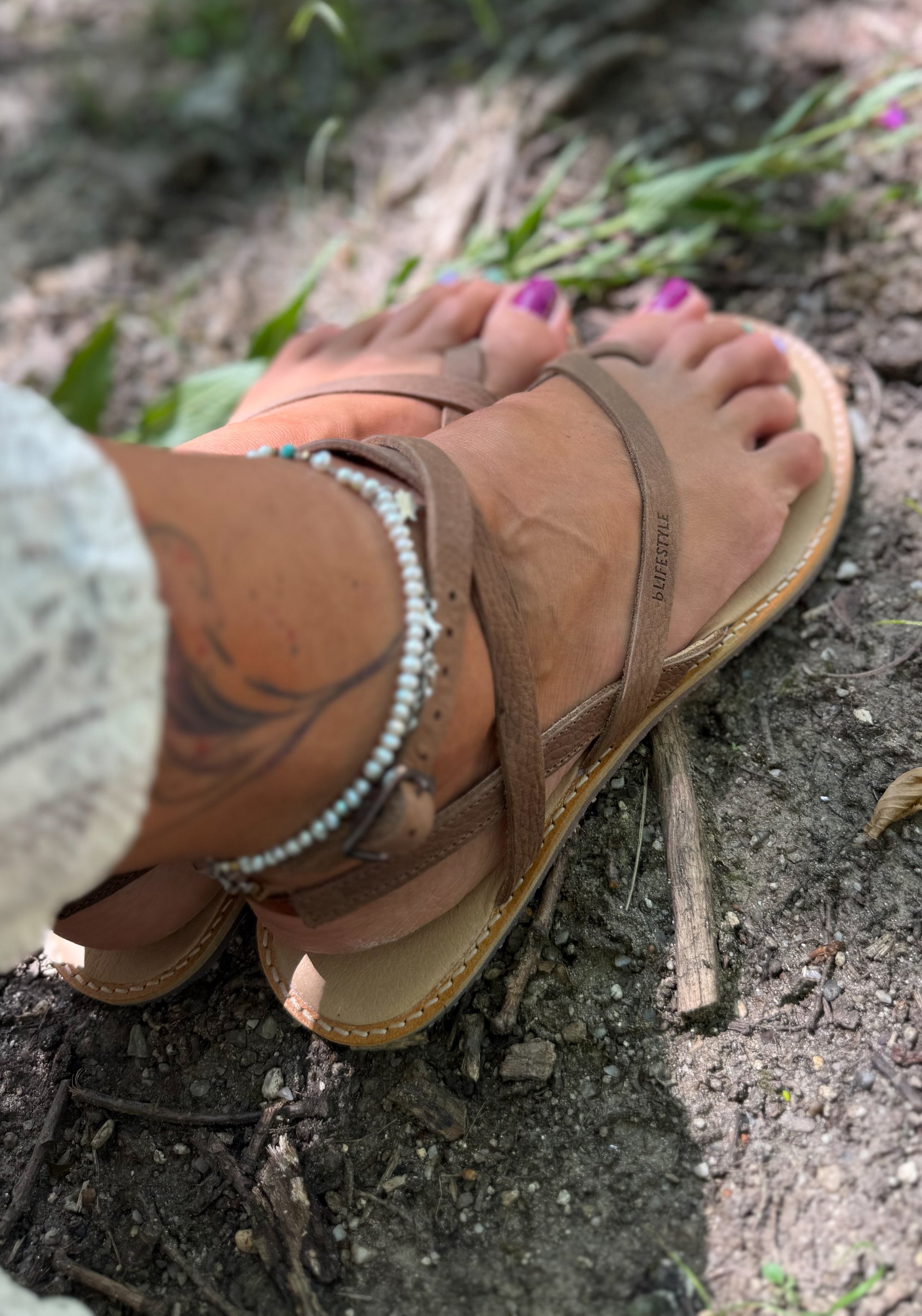 Sandale Barefoot din piele - Sunny Style Hazelnut