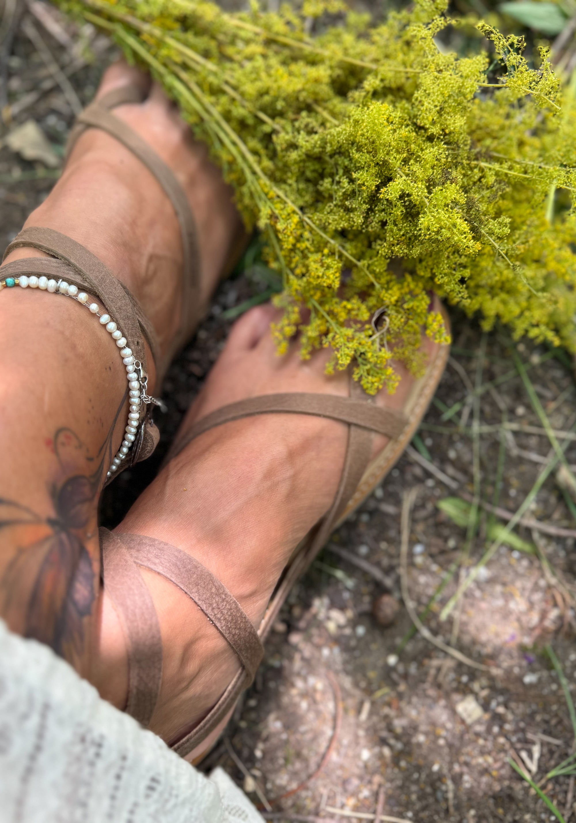Sandale Barefoot din piele - Sunny Style Hazelnut