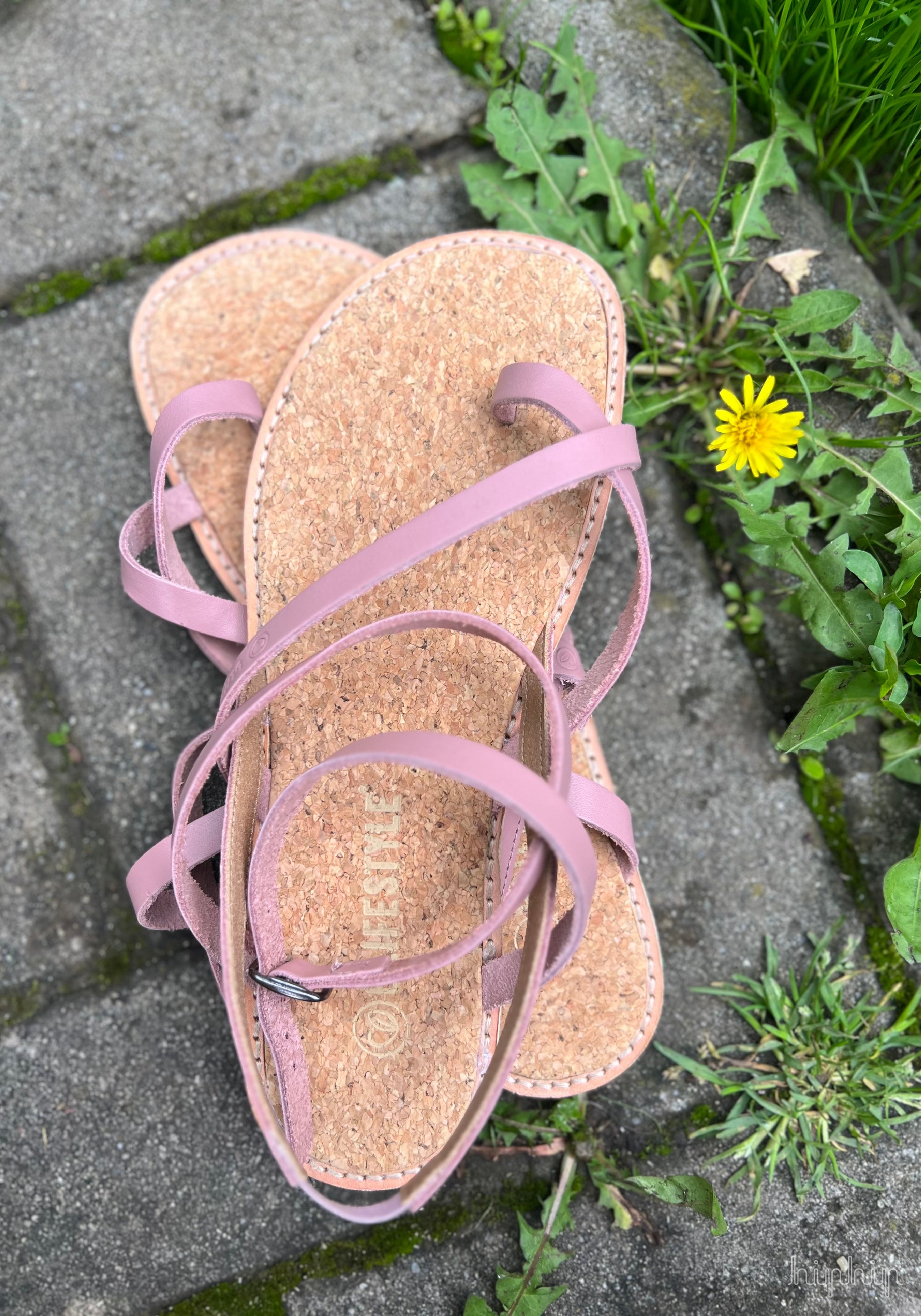 Sandale Barefoot din piele - Sunny Style Rose