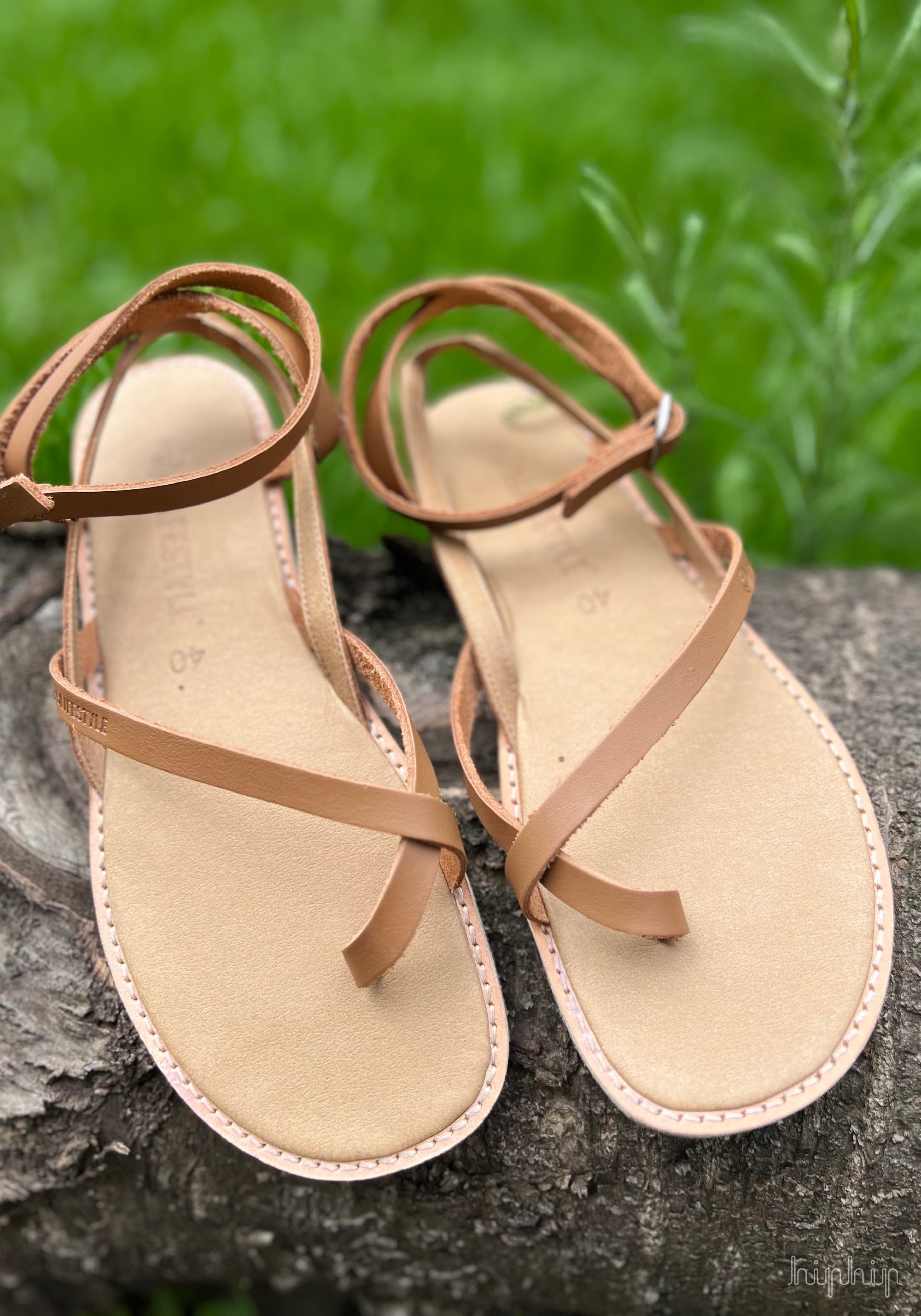Sandale Barefoot femei din piele - Sunny Style Hazelnut