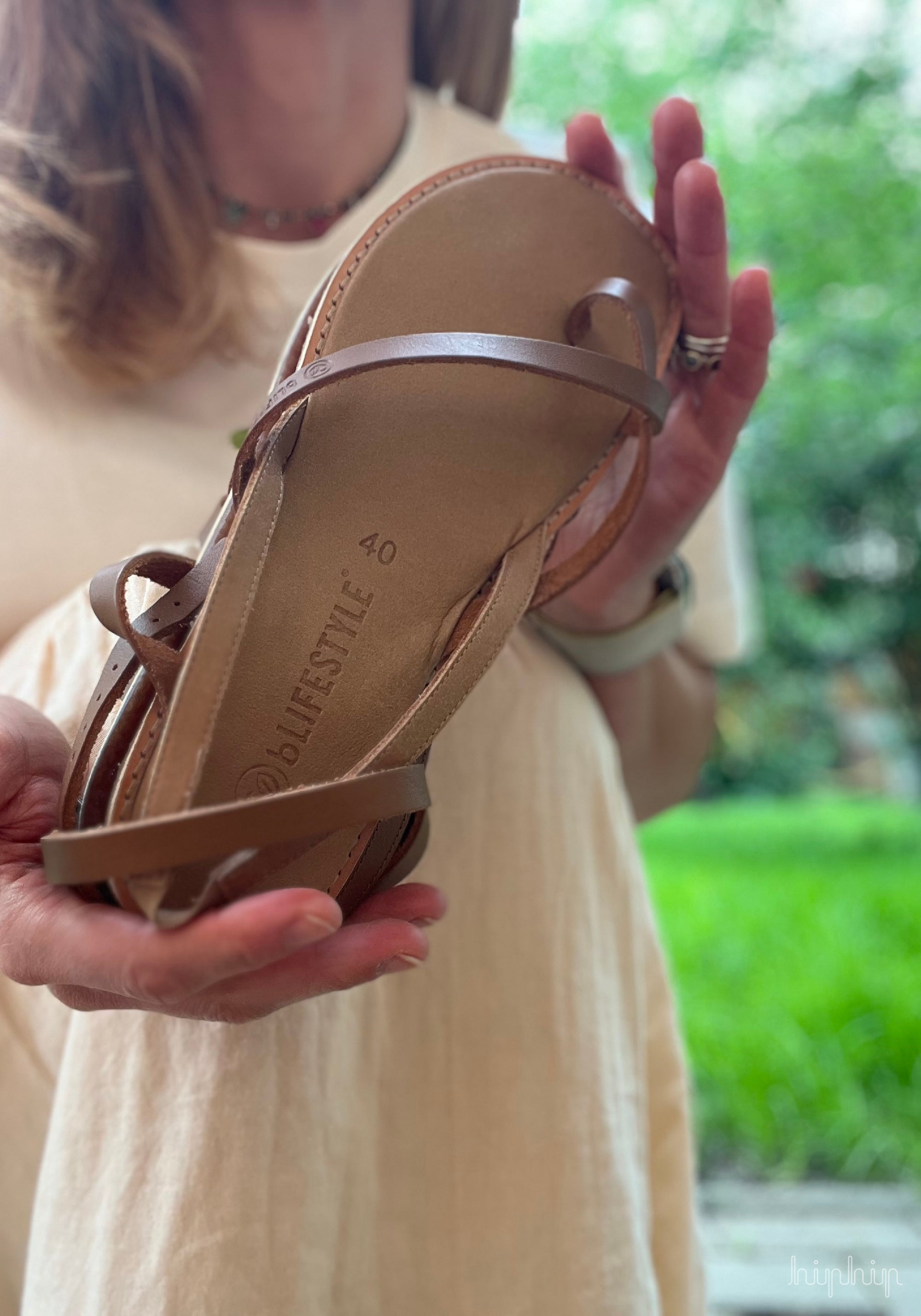 Sandale Barefoot femei din piele - Sunny Style Hazelnut