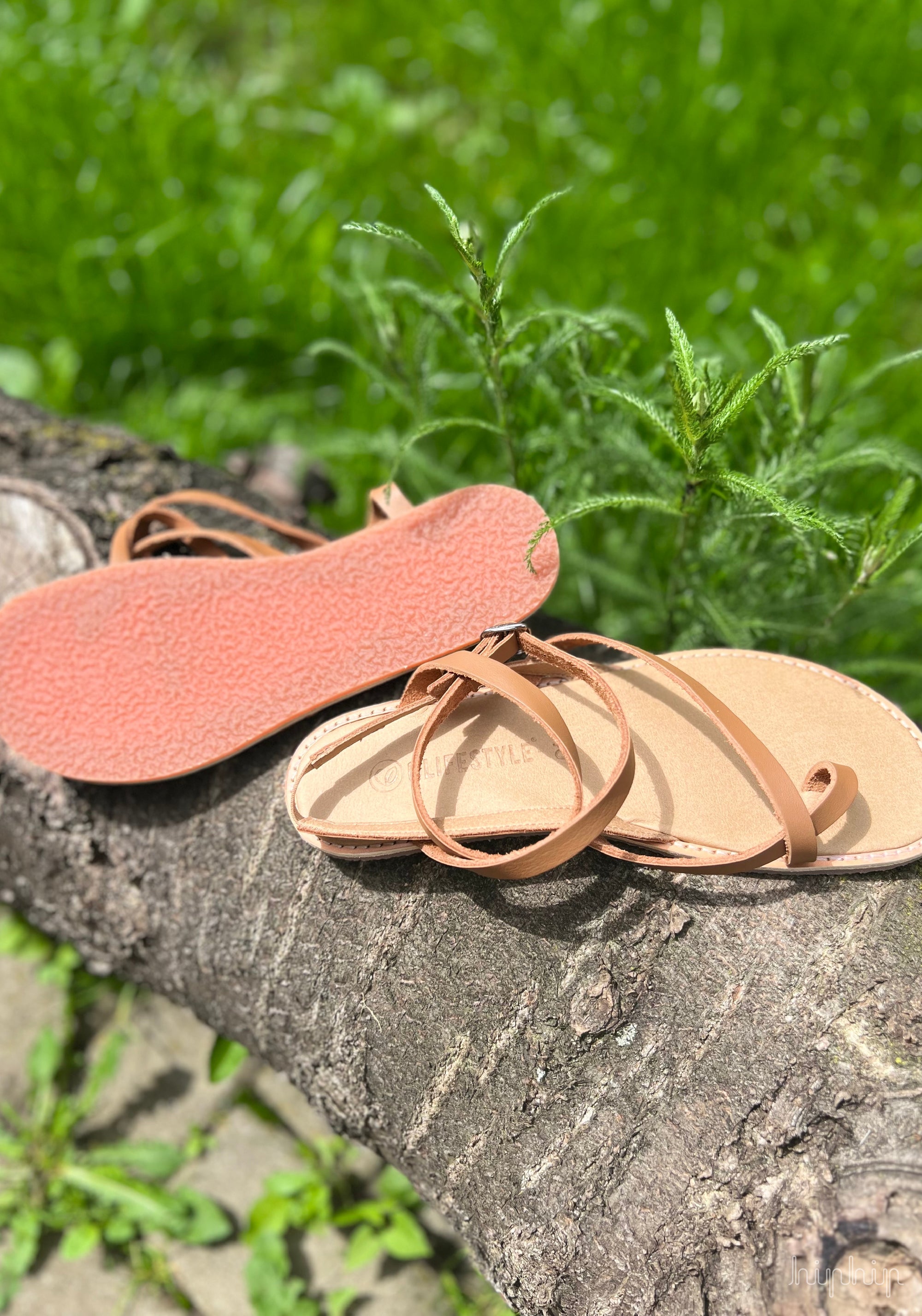 Sandale Barefoot femei din piele - Sunny Style Hazelnut