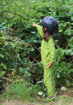 Set bluză și pantaloni terry din lână merinos - Green Melange