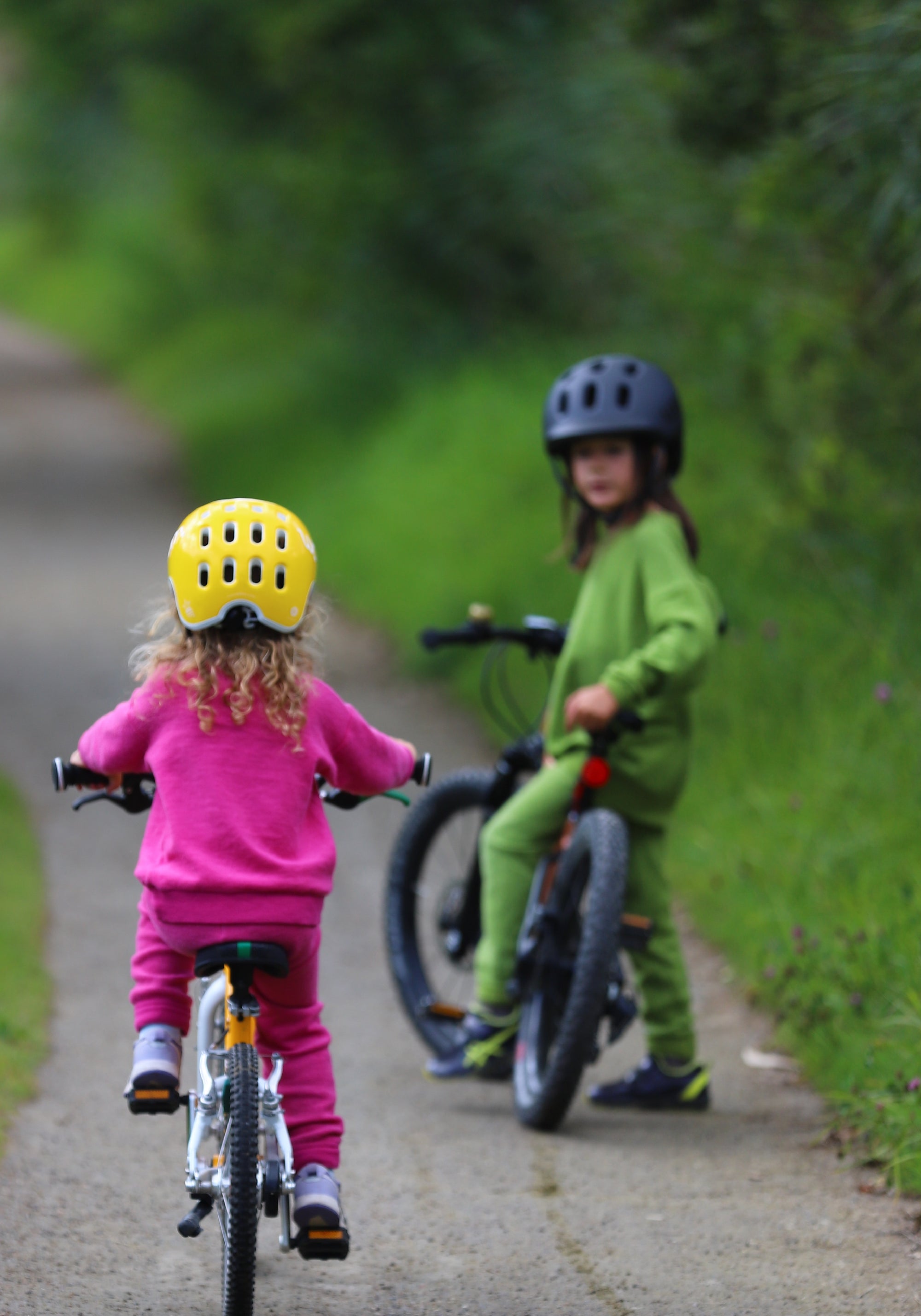 Set bluză și pantaloni terry din lână merinos - Green Melange