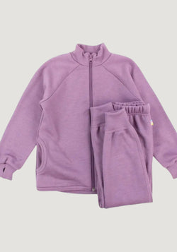 Set termic brushed din lână merinos - Grape