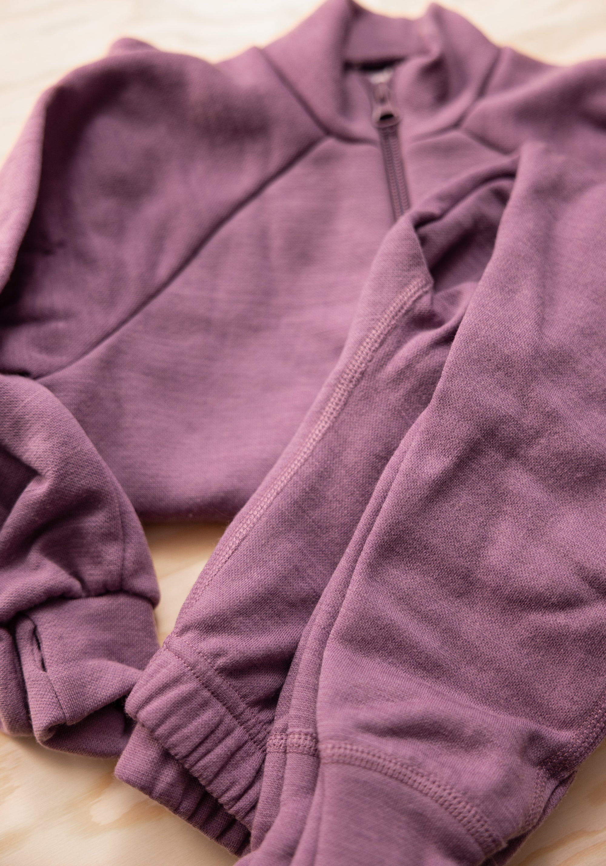 Set termic brushed din lână merinos - Grape