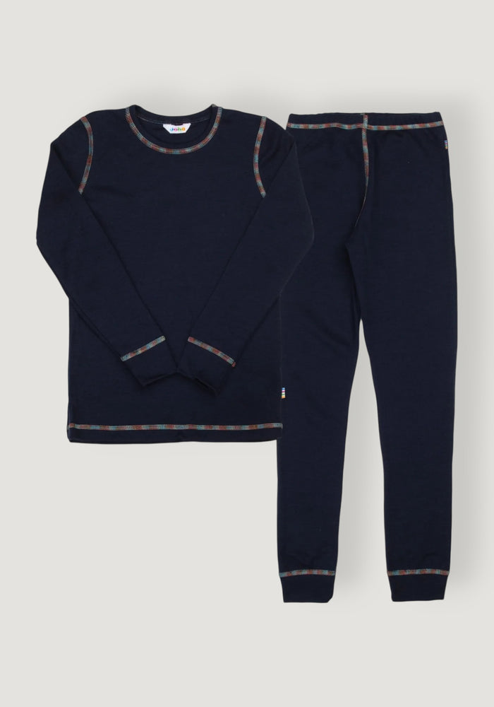 Set termic din lână merinos - Navy