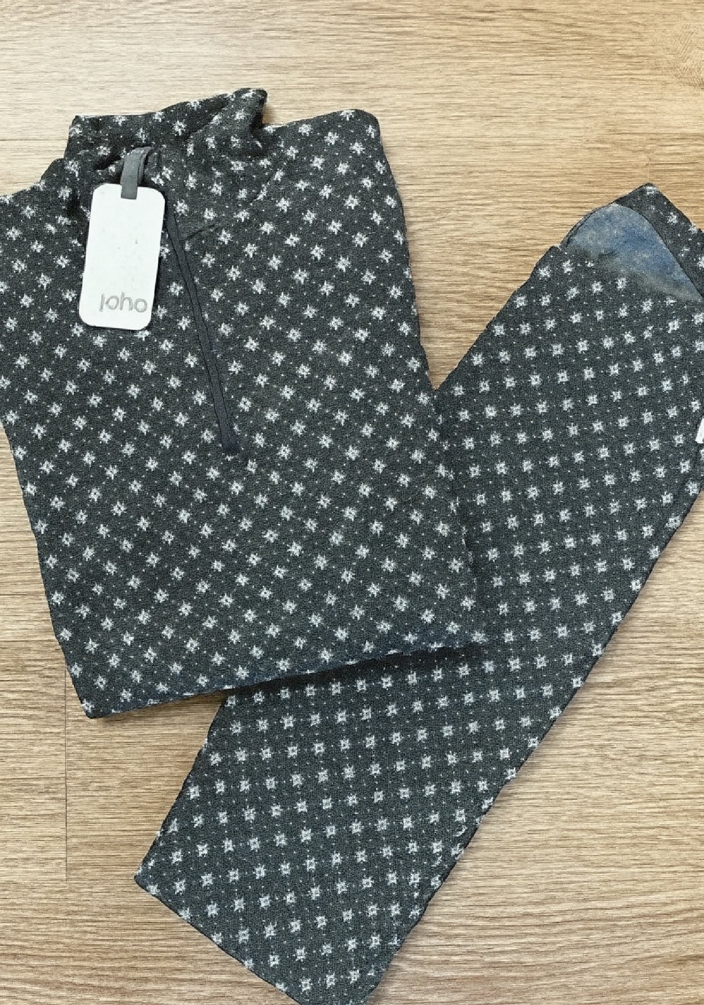 Set termic din lână merinos - Snowflakes Dark Grey