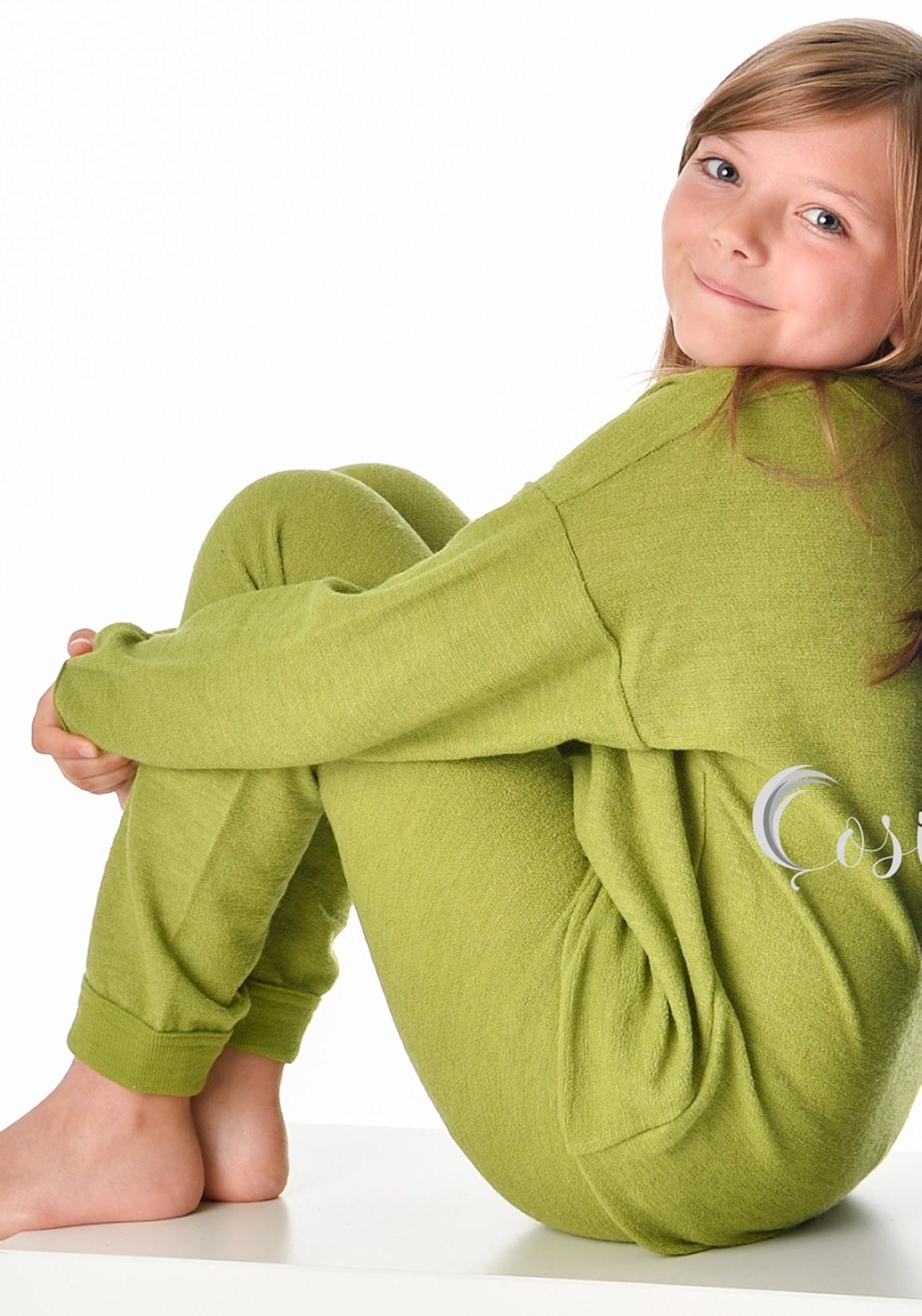 Homewear terry din lână merinos - Green Cosilana HipHip.ro