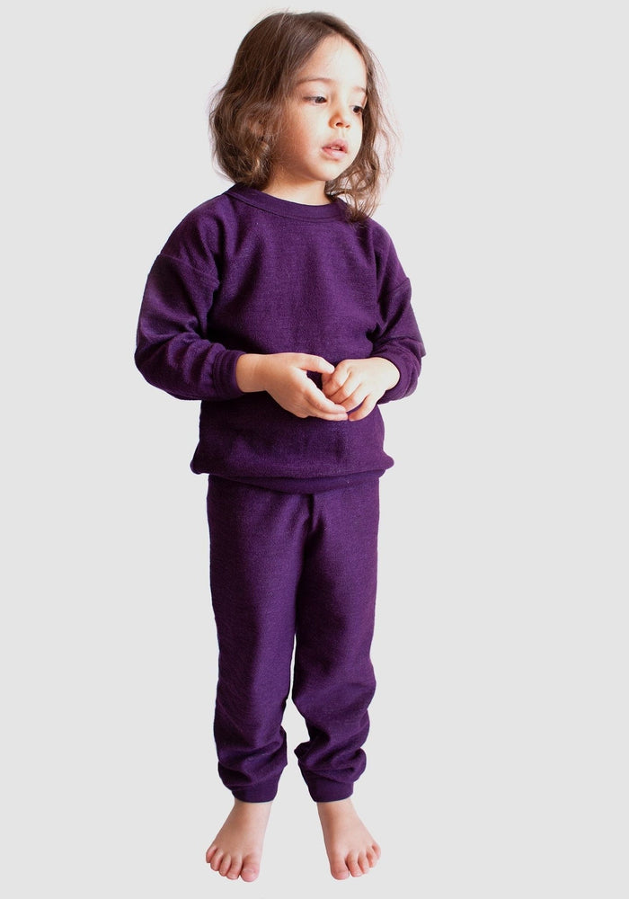 Homewear terry din lână merinos - Plum Melange Cosilana HipHip.ro