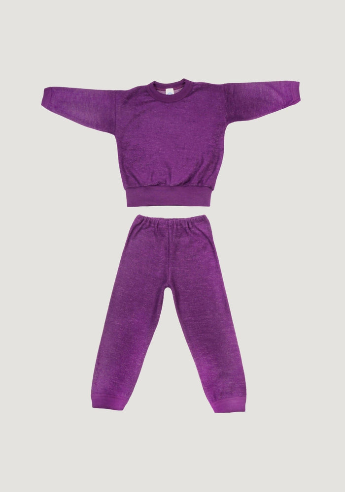 Homewear terry din lână merinos - Plum Melange Cosilana HipHip.ro