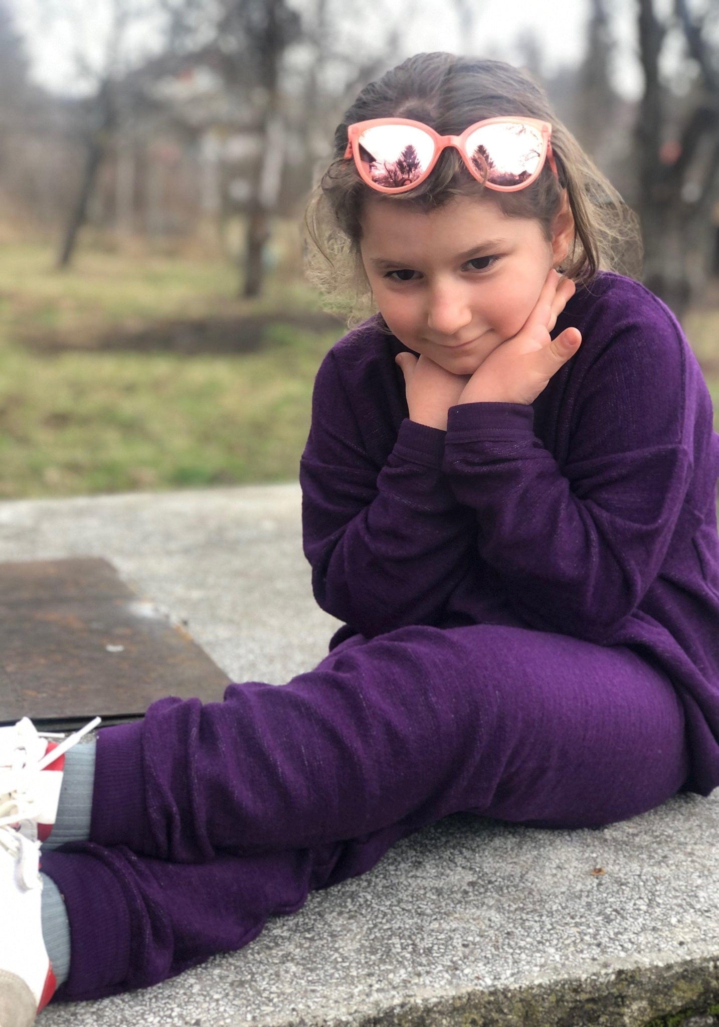 Homewear terry din lână merinos - Plum Melange Cosilana HipHip.ro