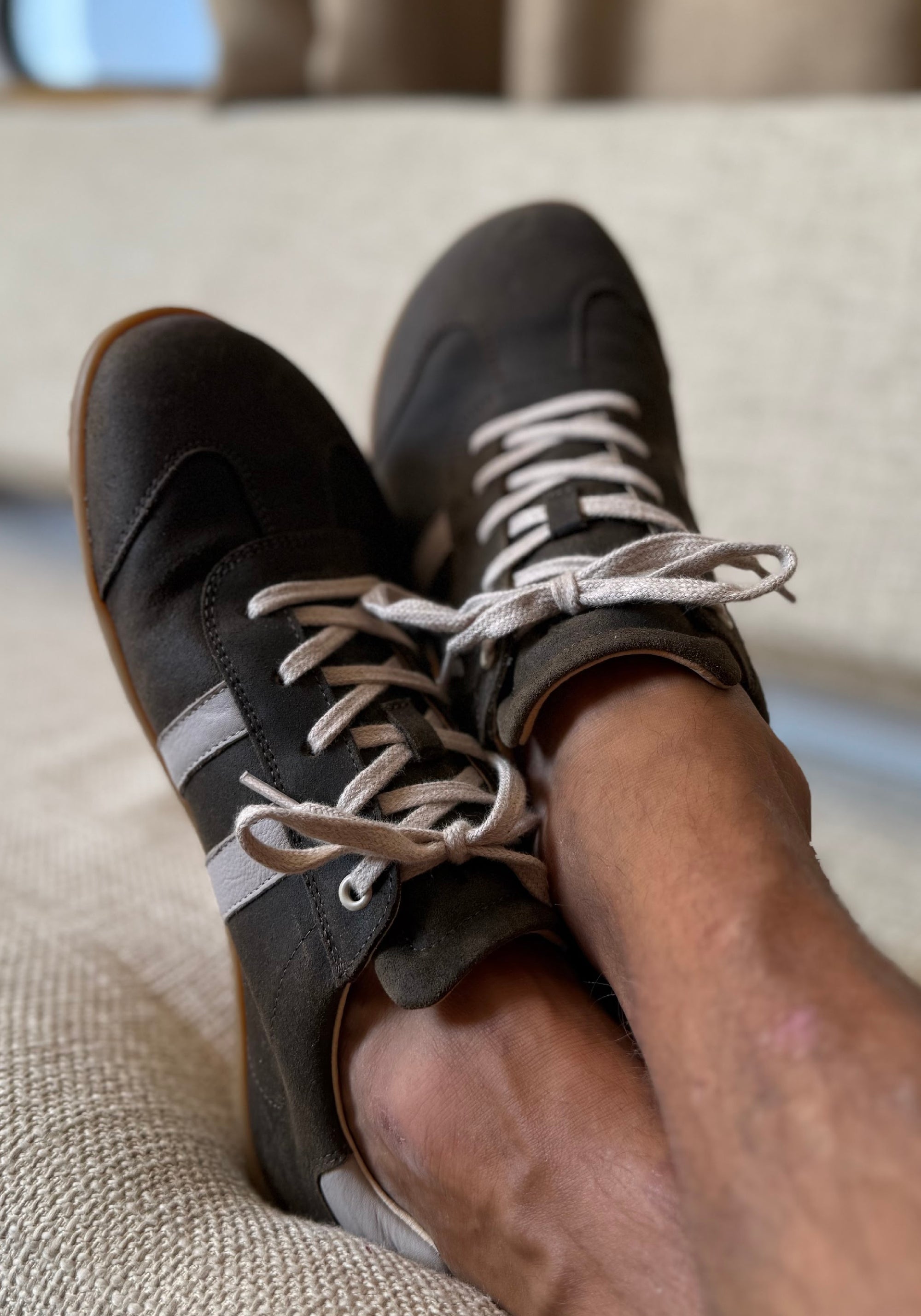Sneakers Barefoot bărbați din piele - Ilo Taupe