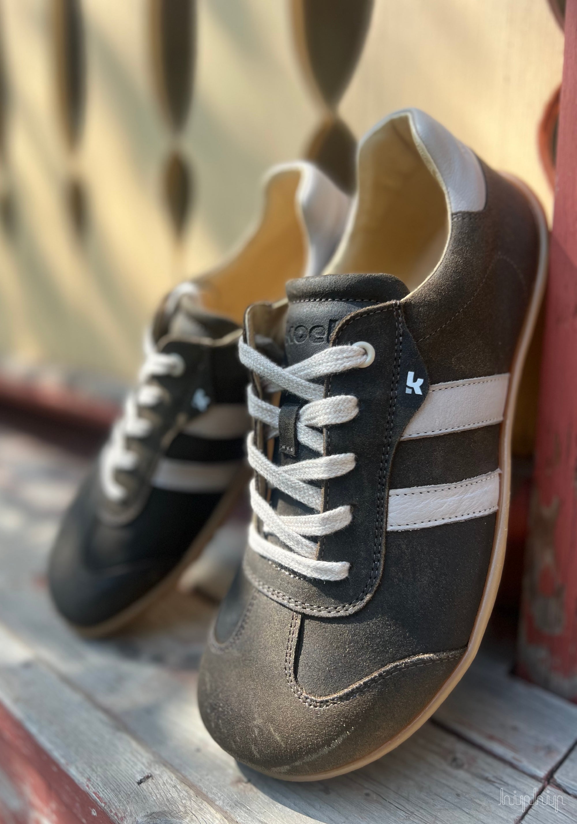 Sneakers Barefoot bărbați din piele - Ilo Taupe