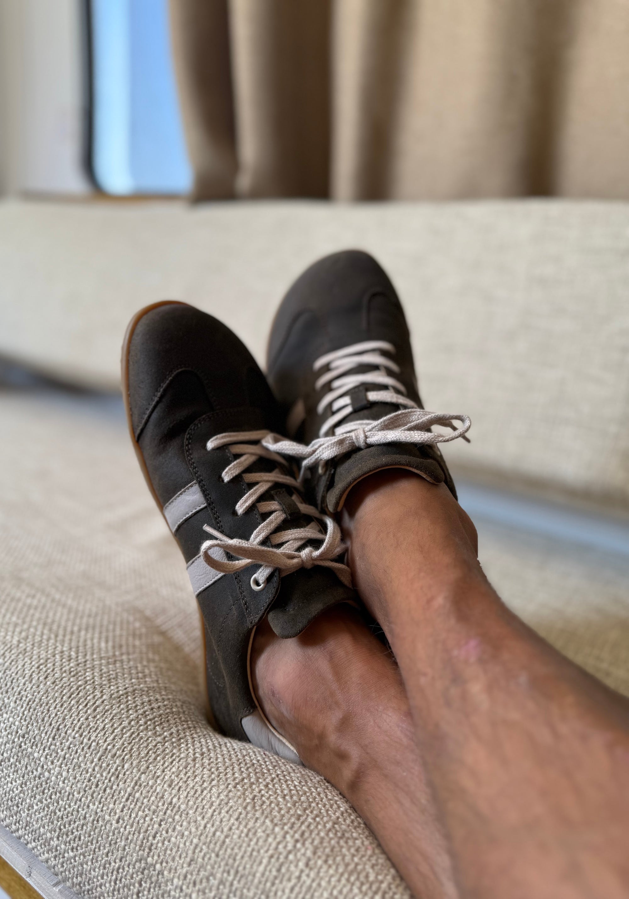 Sneakers Barefoot bărbați din piele - Ilo Taupe