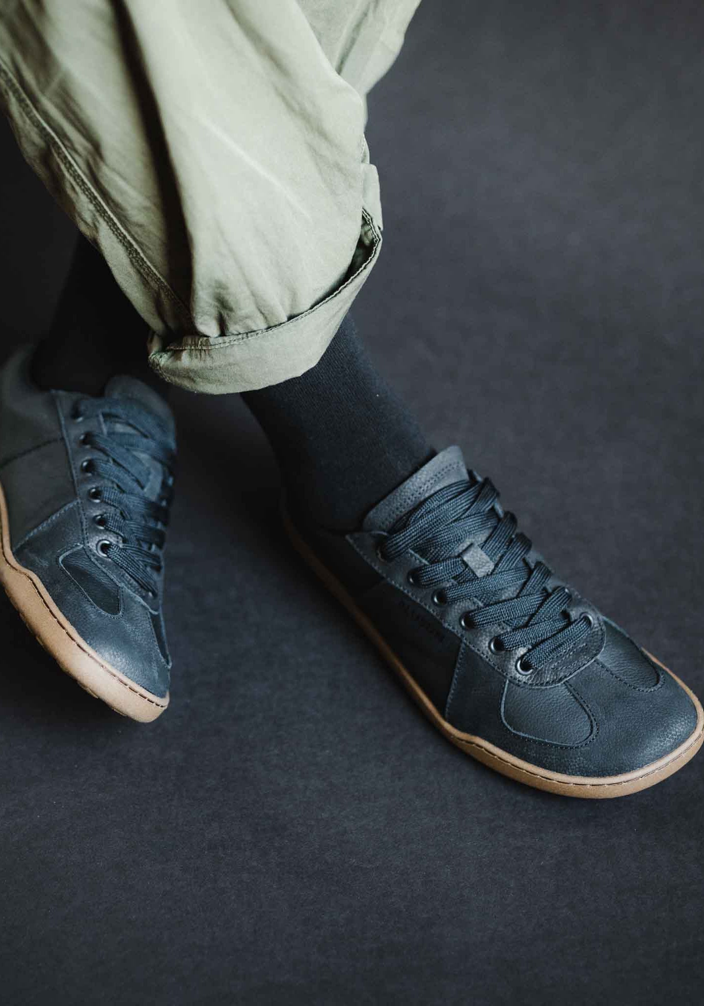 Sneakers Barefoot adulți din piele - Black