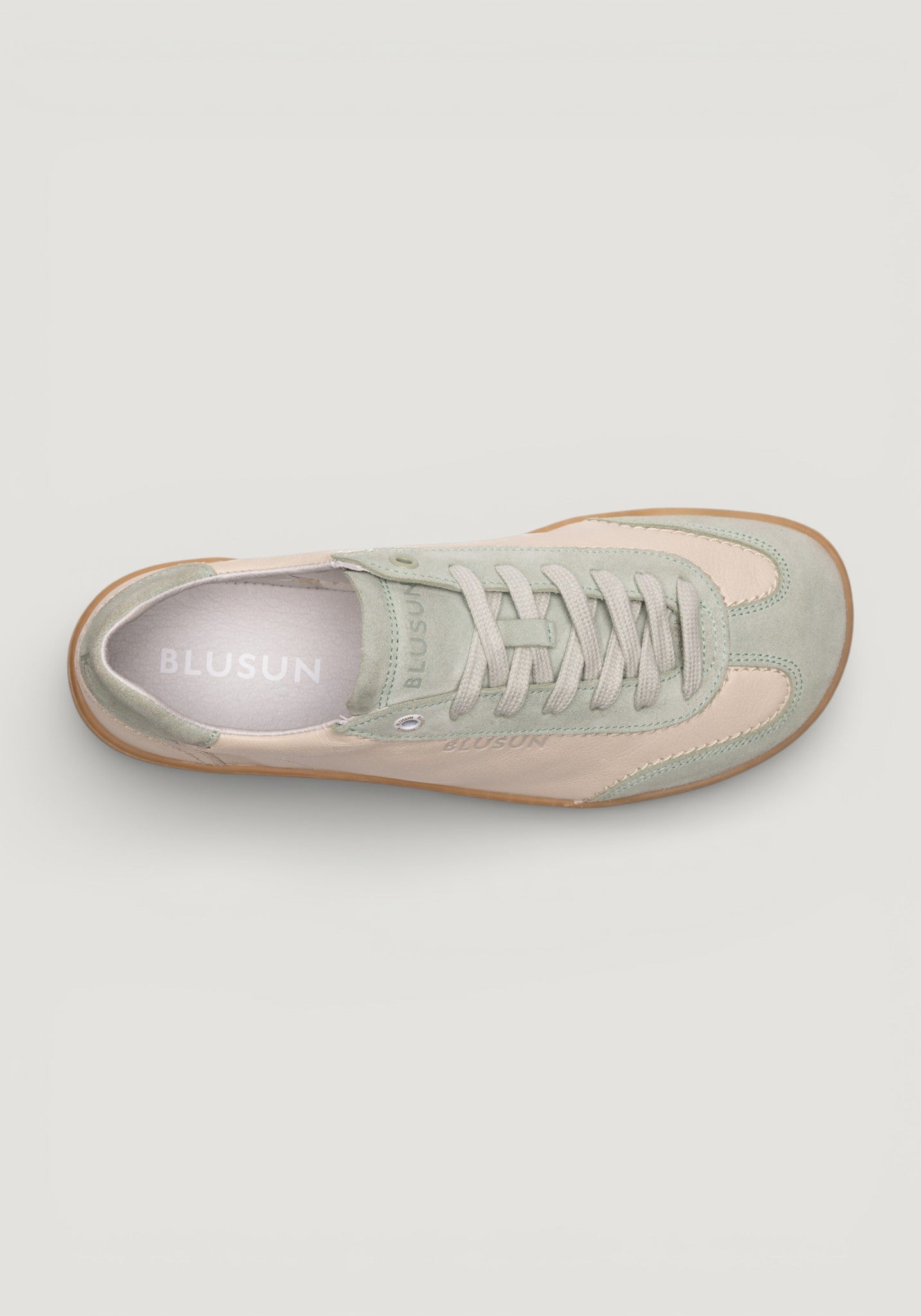 Sneakers Barefoot din piele - BLSN-220W Off White/Green