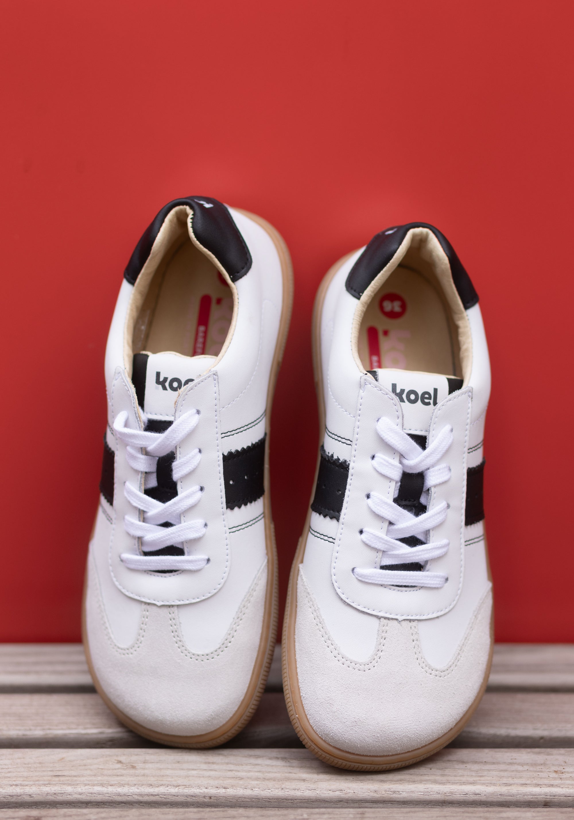 Sneakers Barefoot din piele - Francie White/Black
