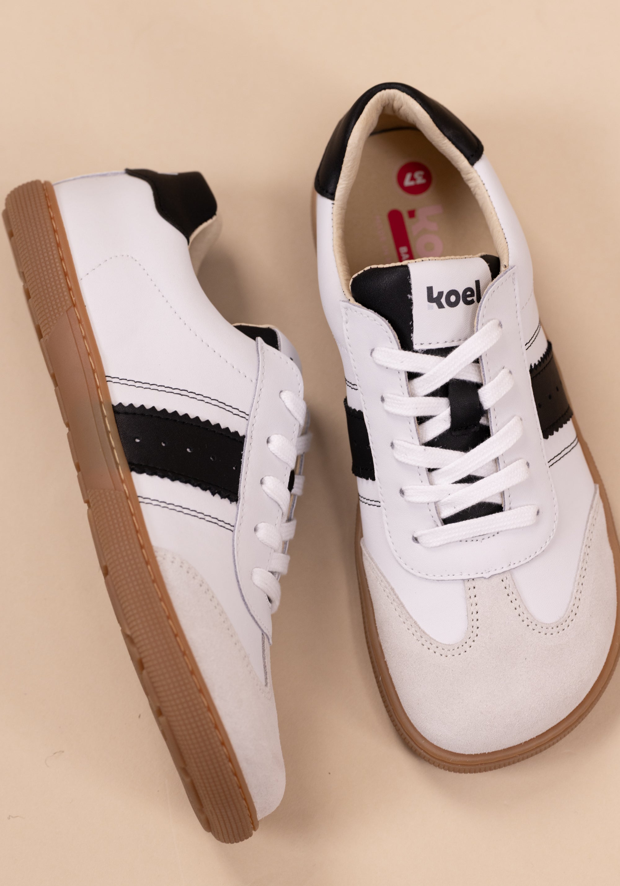 Sneakers Barefoot din piele - Francie White/Black