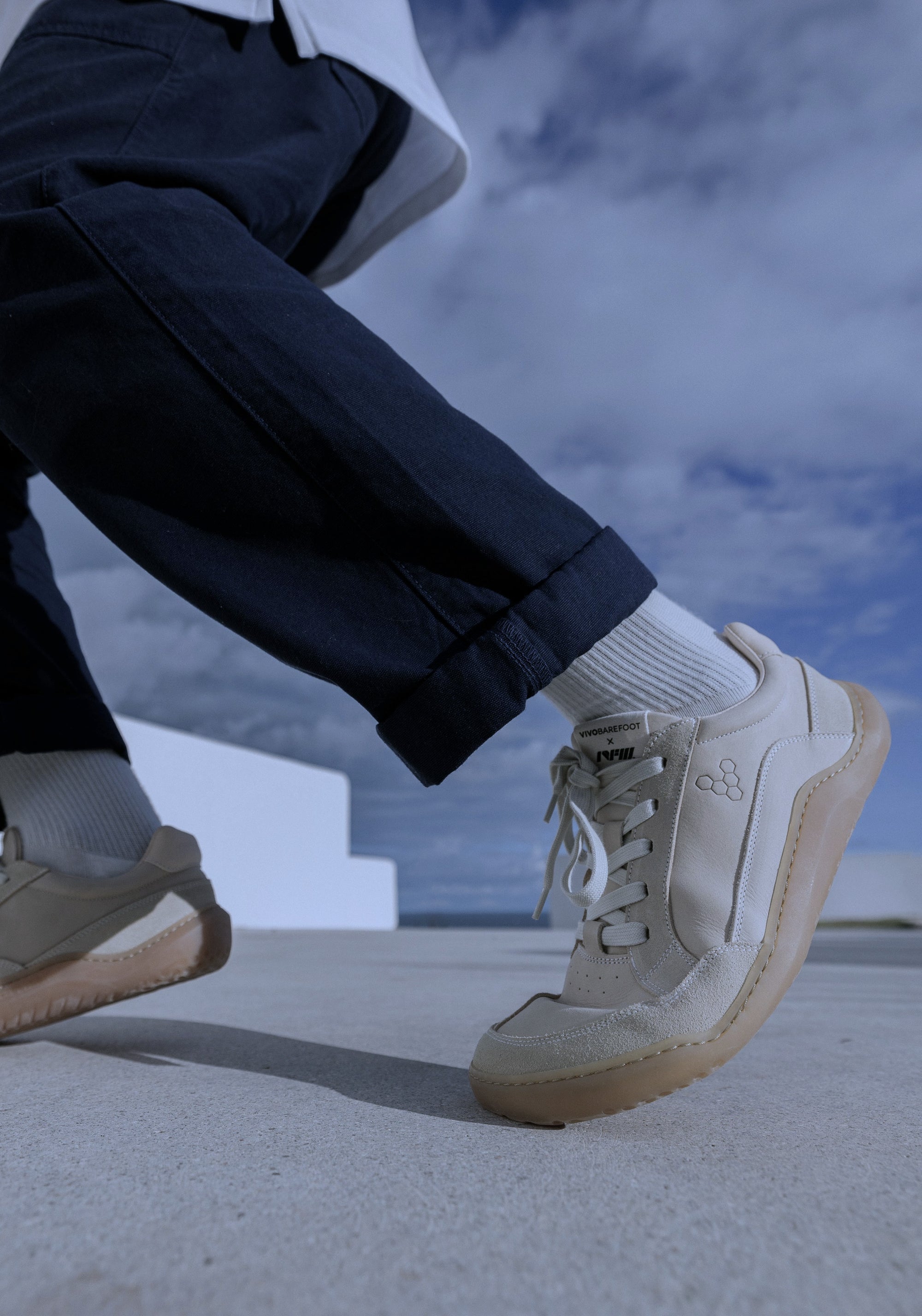 Sneakers Barefoot din piele - Gobi II Men Limestone