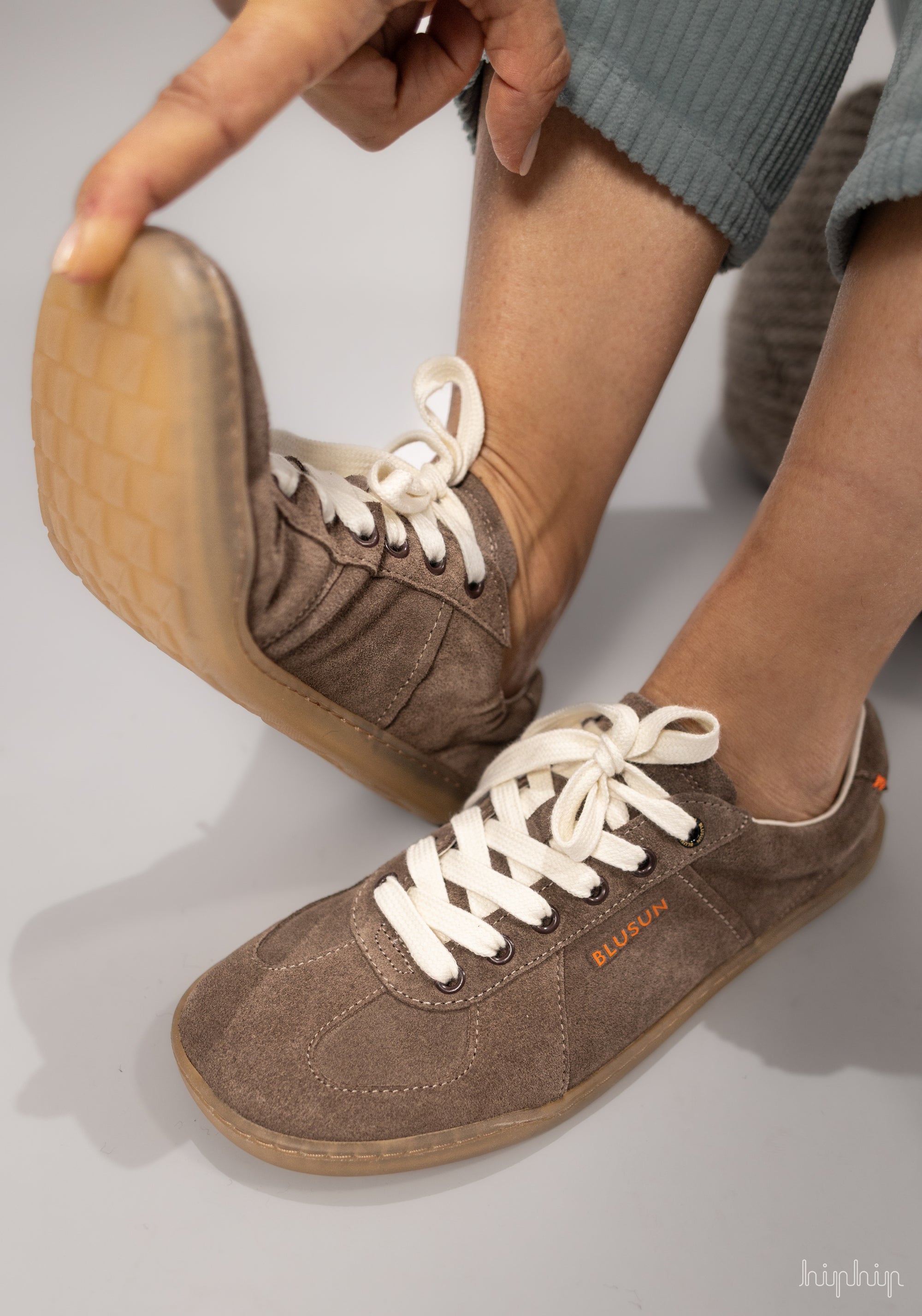 Sneakers Barefoot din piele întoarsă - BLSN-200W Coffee Brown