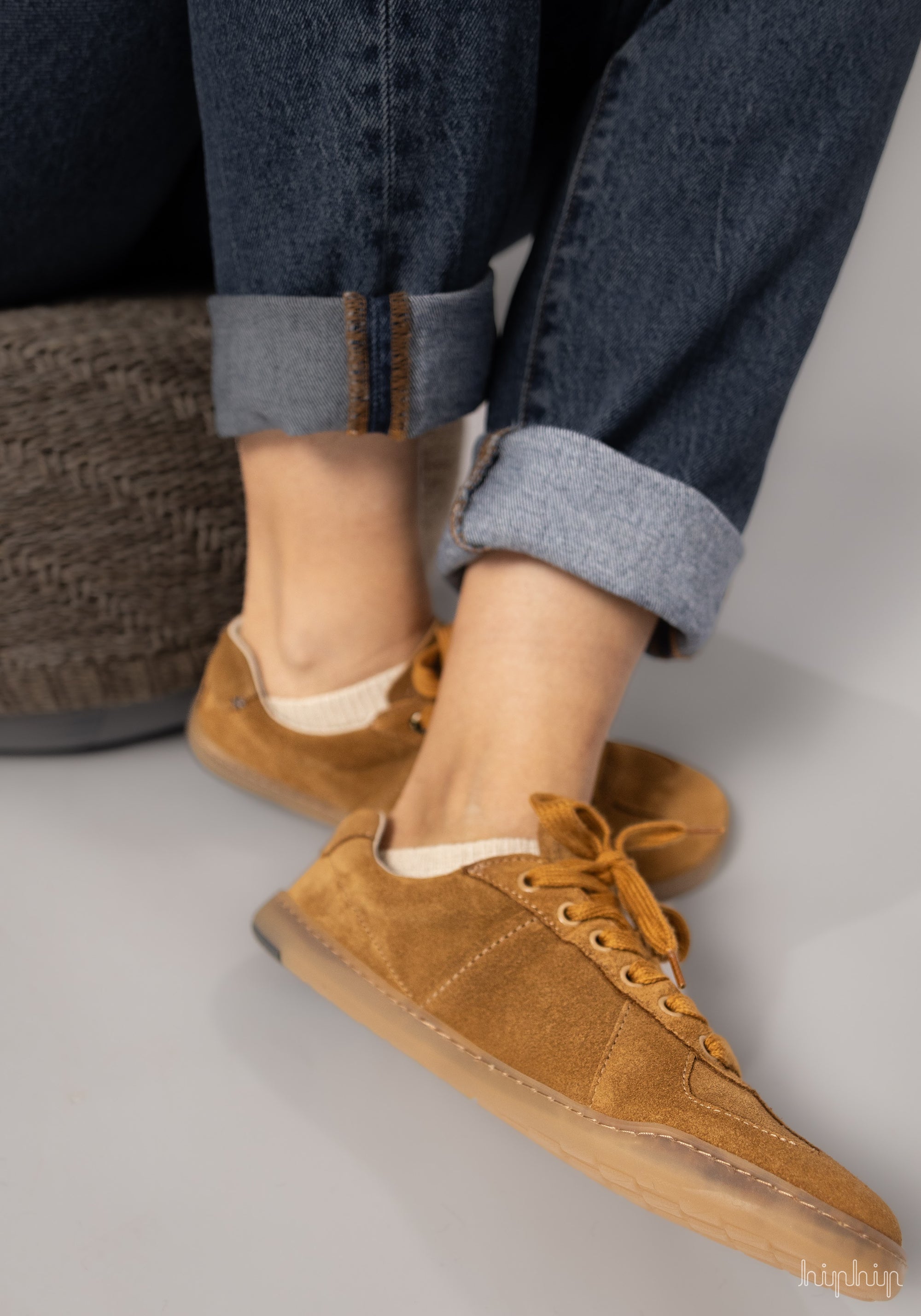 Sneakers Barefoot din piele întoarsă - Camel