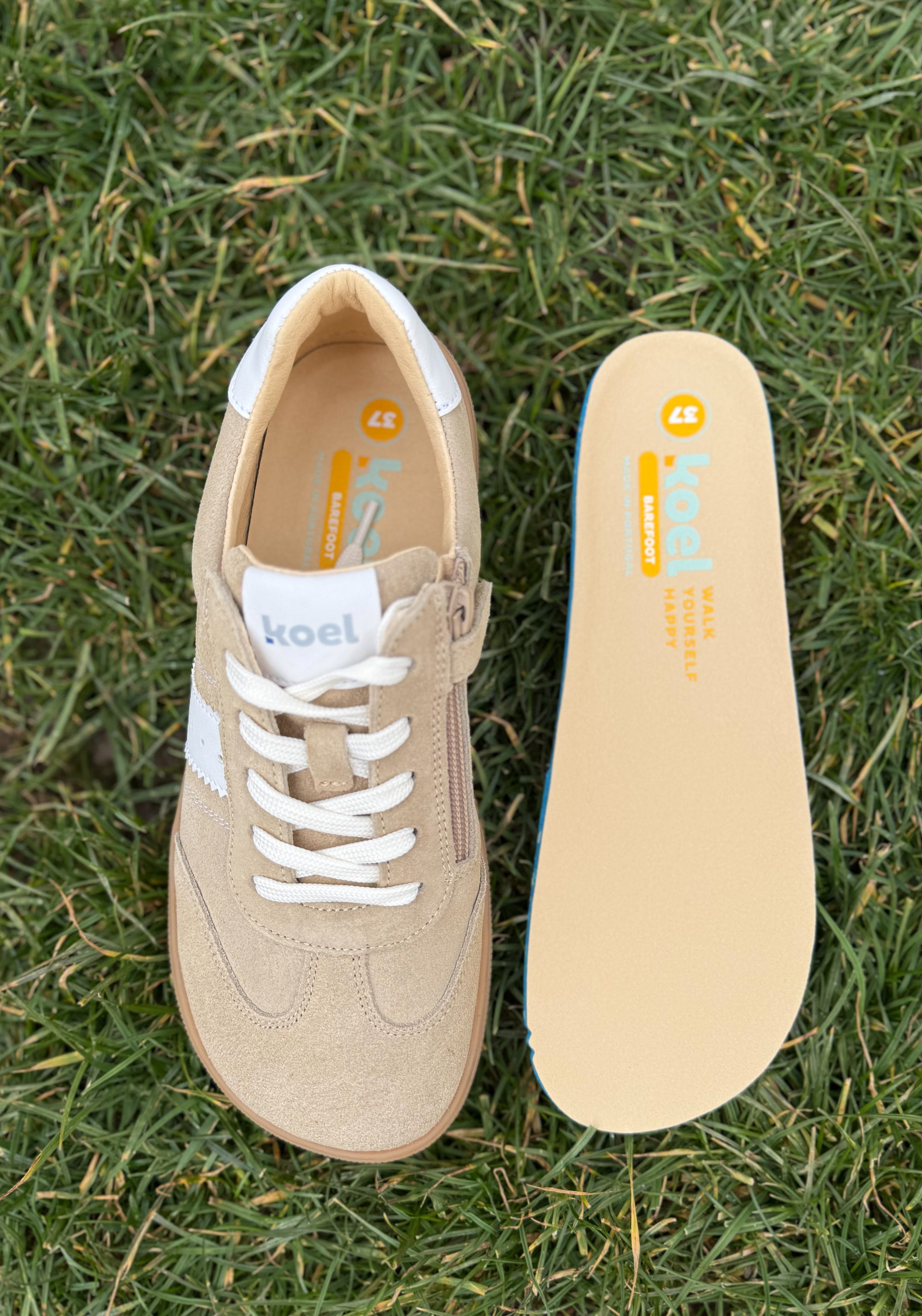 Sneakers Barefoot din piele întoarsă - Declan Beige